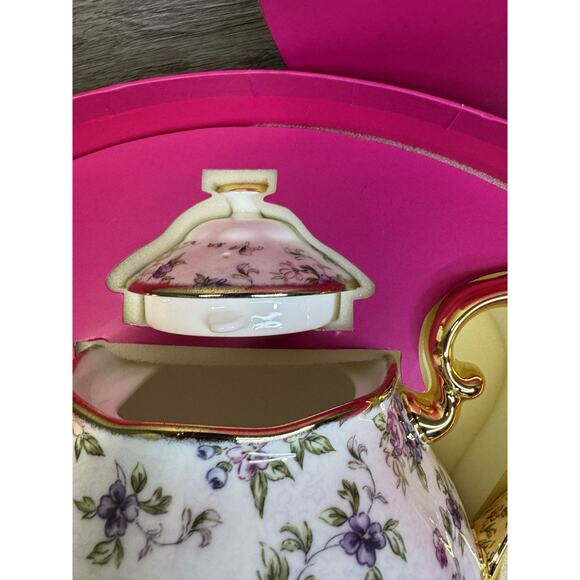 Royal Albert 100 Years 1940 English Chintz Tea Set-Teapot, Sugar, Creamer In Box - Picture 7 of 13